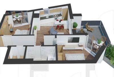 Apartament cu 3 camere decomandat în Central