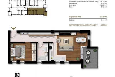 Apartament cu 2 camere în Unirii