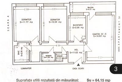 Apartament cu 3 camere decomandat în Abator - 2