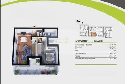 Apartament cu 2 camere semidecomandat, mobilat în Sopor - 7