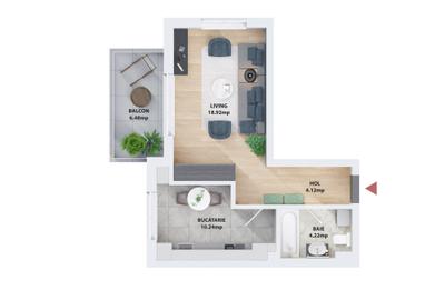 Garsoniera 44 mp | Zona Prelungirea Ghencea | Centrala proprie | - 3