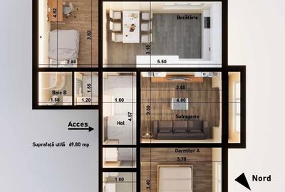 Apartament cu 3 camere decomandat în Sud - 2