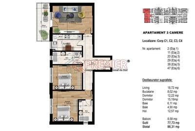 Popesti Leordeni, vanzare apartament 3 camere - 2