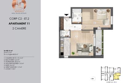 Apartament cu 2 camere decomandat în Sud - 2