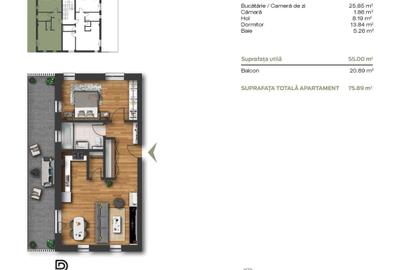 Apartament cu 2 camere în Unirii - 2