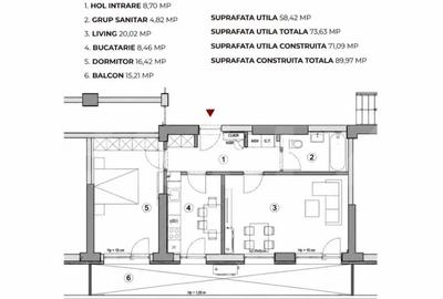 Apartament cu 2 camere decomandat în Central