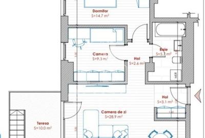 Apartament cu 3 camere, mobilat în Aradului - 15