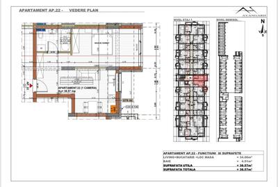 Apartament 1 camera , 38,57 mp, etaj 1 , zona Cetatii - 1