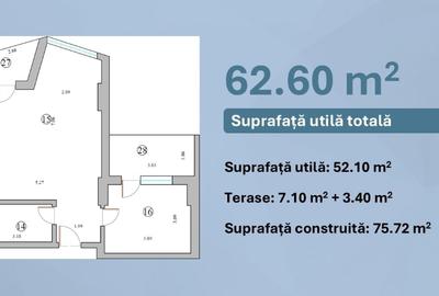Apartament cu 2 camere în Nord - 11
