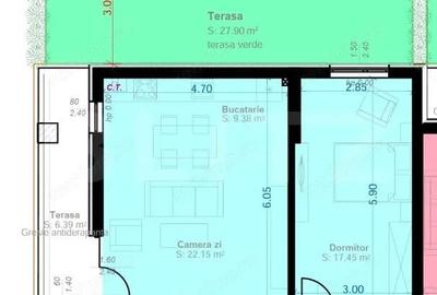 Apartament cu 2 camere semidecomandat în Aradului