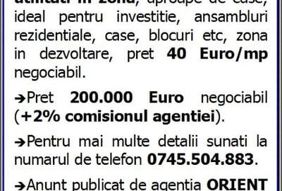 Valu lui Traian, 5.000mp, intravilan arabil, 40€/mp - 3