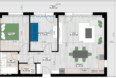 Apartament cu 3 camere semidecomandat în Iris - 8