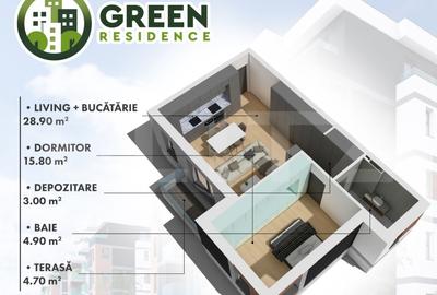 Apartament 2 camere , 52.60 mp , Green Residence - 10
