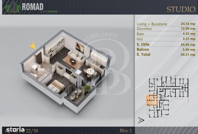 Apartament cu 2 camere în Titan