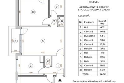 Apartament cu 3 camere semidecomandat în Mazepa 1 - 4