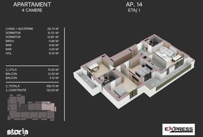 Apartament cu 4 camere în Metalurgiei