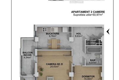Apartament cu 2 camere decomandat în Aronești - 2