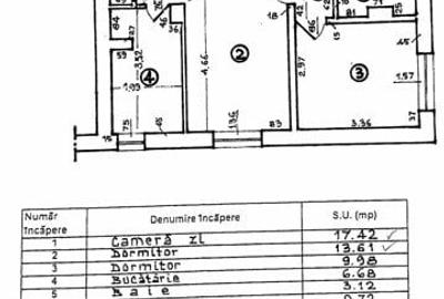 Apartament cu 3 camere decomandat în Tineretului