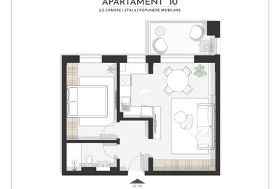 Apartament de vânzare | 1,5 camere + balcon, compartimentare practică | - 2