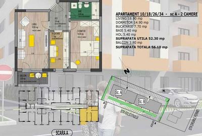 Apartament cu 2 camere decomandat în Sud