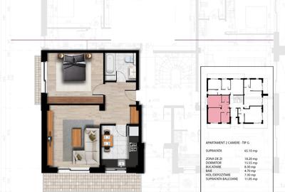 Apartament cu 2 camere semidecomandat în Bucium - 9