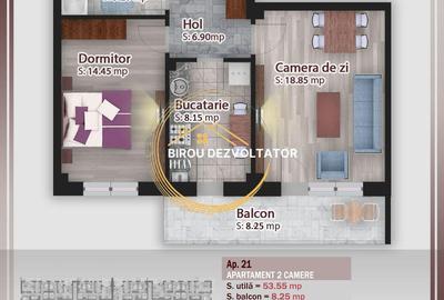 Apartament cu 2 camere decomandat în Titan