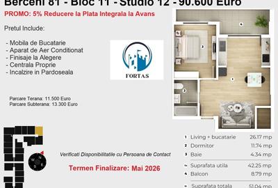 Studio de lux | Piscina exterioara | Mobila de bucatarie inclusa | Comision 0% - 7