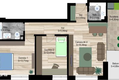 Apartament cu 3 camere decomandat în Nazărioaia - 1