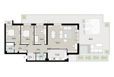 Penthouse 4 camere pe malul lacului cu o terasa de 100 mp Lebada Lake Residence - 14