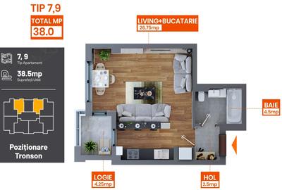 FINALIZAT! Te poti muta azi!  Apartament 1 camera, 38 mp - 84.900 euro + TVA la - 7