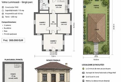 Casă individuală cu 3 camere cu Teren 65 Mp în P-ța Muncii - 1