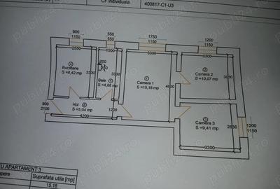 Apartament cu 3 camere,baie,hol,bucatarie si anexe - 9