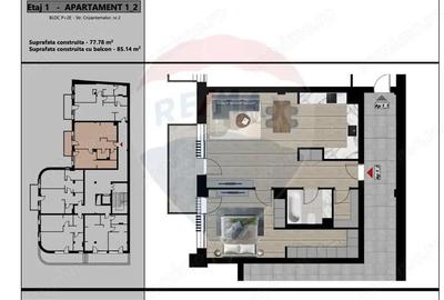 De vanzare Apartament cu 2 camere 66 mp utili zona Dacia et. 1 - 3