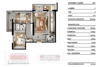 Apartament cu 3 camere decomandat în Mihai Bravu - 1
