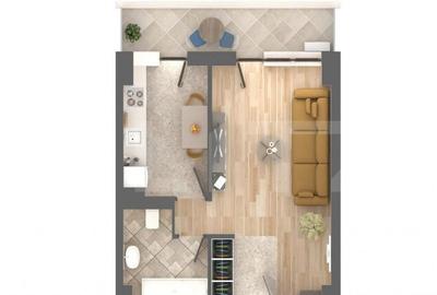 Apartament 1 camera, 43.99 mp, etaj intermediar, zona Nicoli - 1