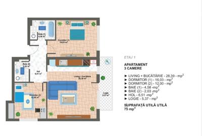 Apartament cu 3 camere, Metrou Aparatorii Patriei, 76mp - 2