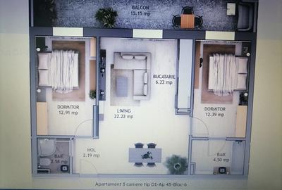 Apartament 3 camere, 64 mp utili balcon 15 mp D-na Stanca ?elimbar - 2