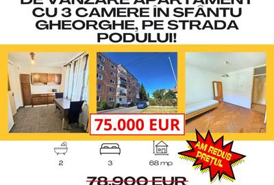 De vânzare apartament cu 3 camere în Sfântu Gheorghe, pe strada Podului! - 1