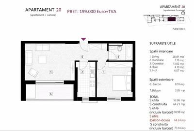Apartament cu 2 camere decomandat în Eminescu - 7