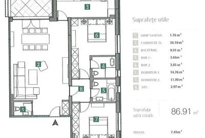 Apartament cu 3 camere decomandat în Străulești - 13