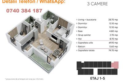 3 camere 75mp - Metrou Berceni - Proiect Nou - Predare 2026 - 2