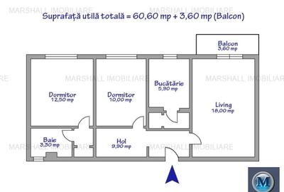 Apartament 3 camere de vanzare, zona Republicii, 64.2 mp #16584 - 12