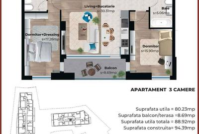 Apartament cu 3 camere decomandat în Viilor - 2