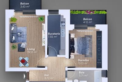 APARTAMENT 2 CAMERE TIP 19 – BLOC E & F - FAZA II - 1