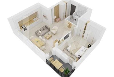 Apartament 2 camere la cheie balcon parcare 48,6mpu Et.3 Doamna Stanca - 2