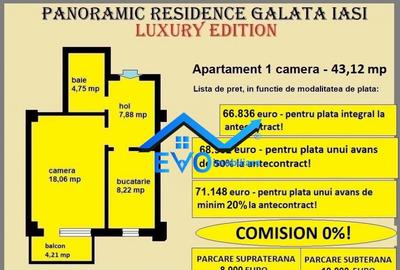 Apartament 1 camera, 43,12 mp, decomandat, de in Galata Ias - 2