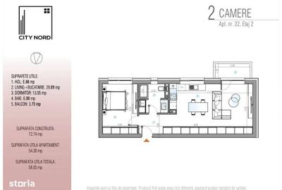 Apartament cu 2 camere în Tunari