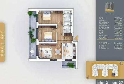 Apartament cu 3 camere decomandat în Titan - 2