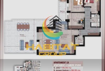 Pallady 4 camere 90 mp + terasa 51 mp in bloc tip Boutique - 2