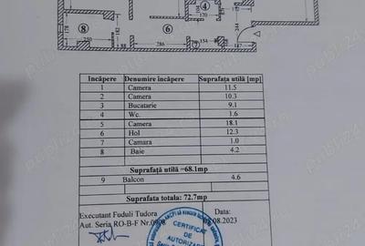 Apartament cu 3 camere decomandat în Central